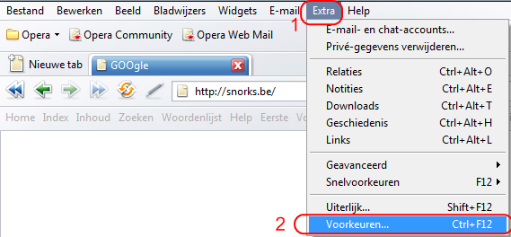 Opera Extra/Voorkeuren